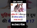 General Knowledge hindi video/GK hindi video/Chuhiya ka dudh#hindifact#amazinggk#factvideo#shortvide