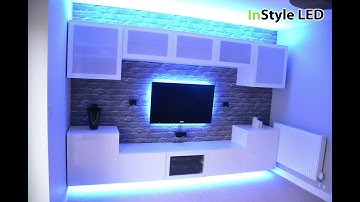 TV in alcove lit by RGBW LEDs