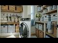 🧺 Cottage Laundry Room Charm | Vintage Linens, Woven Baskets & Blue Stripe Storage Ideas