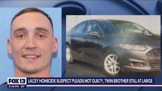 Lacey homicide suspect pleads not guilty, twin brother still at large | FOX 13 Seattle