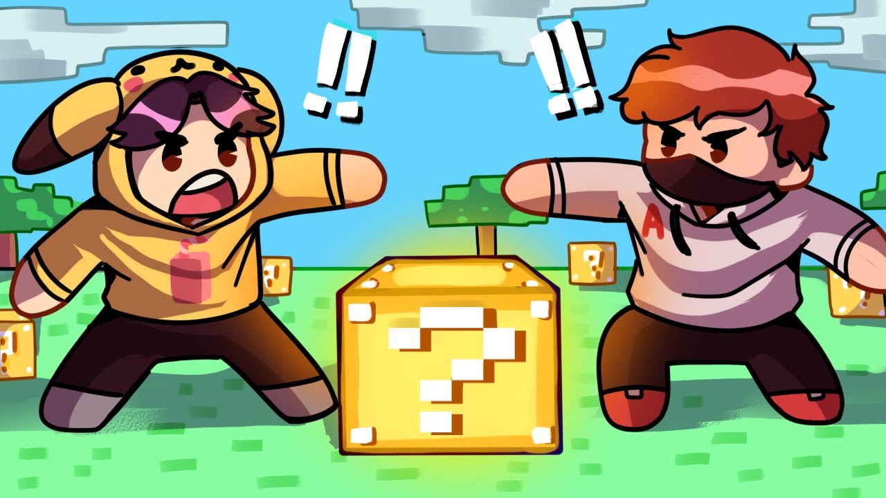 Minecraft pero PELEAMOS por LUCKY BLOCKS 😱💥 - YouTube