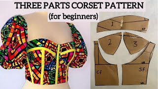 How to draft THREE PARTS CORSET pattern (for beginners) Easy step by step tutorial video