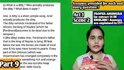 The Tempest : Act 1 Scene 2 , workbook Answers - part 9 (Extract 14)