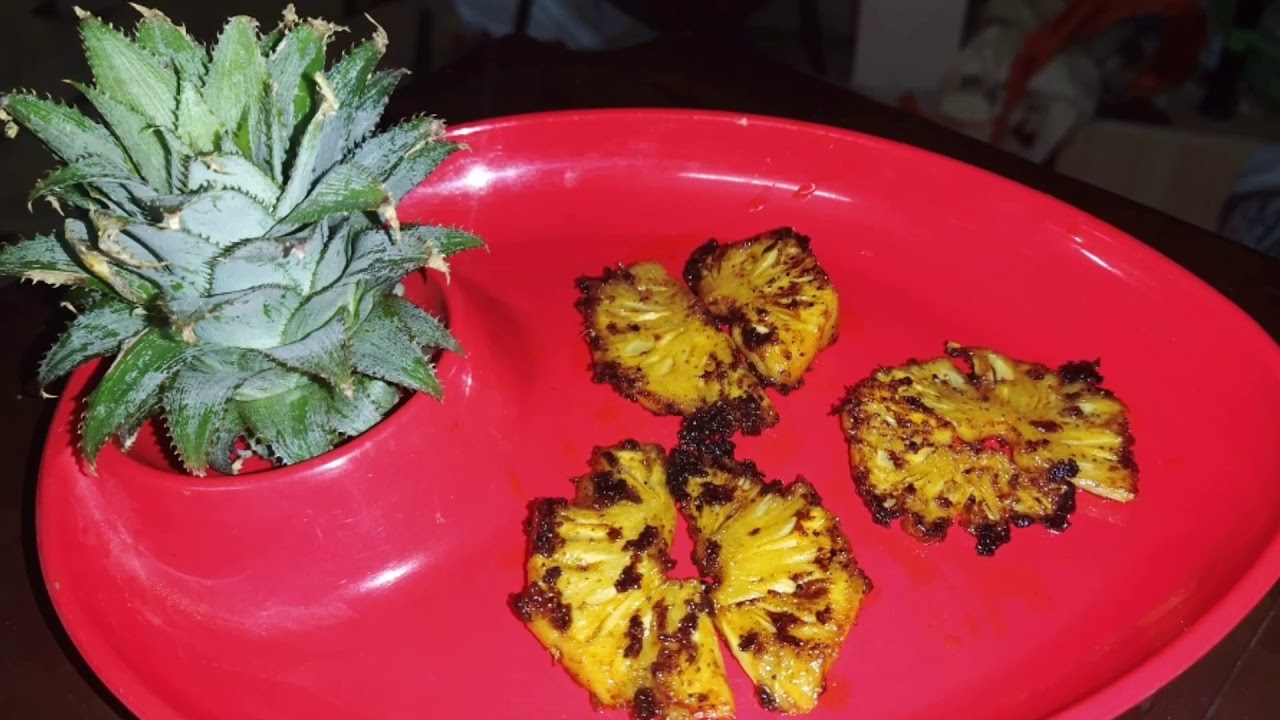 Toasted pineapple recipe sweet & spicy/grilled pineapple recipe/roasted