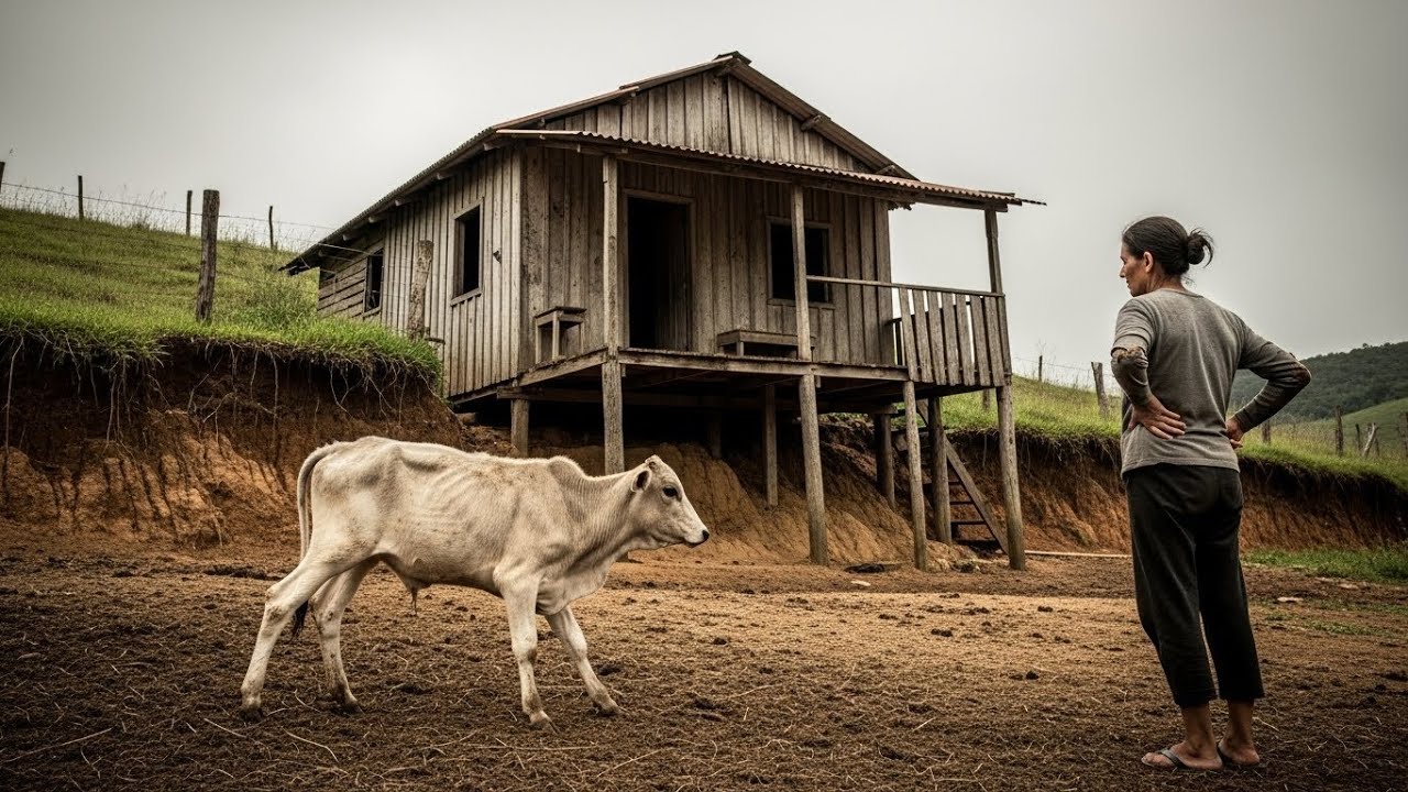 ELA COMPROU UM RANCHO NO MORRO POR 12 REAIS PARA FUGIR DA DOR — E UM BEZERRO MAGRO MAL FICAVA EM PÉ.