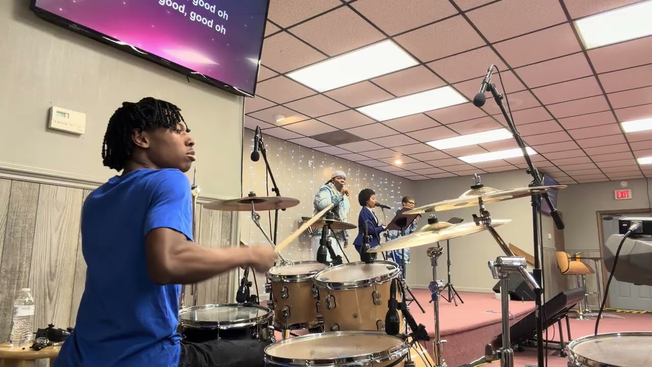 Drumming at church...