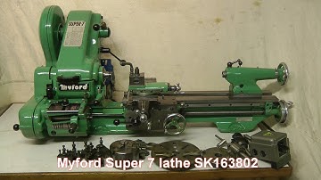 Myford Super 7 lathe with quick change gearbox and power cross feed. Serial number SK163802