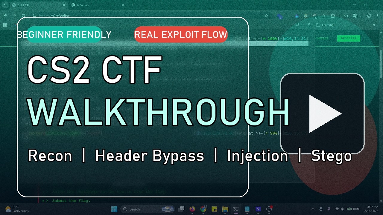 CS2 CTF Full Walkthrough | Recon, Header Bypass, Command Injection ...