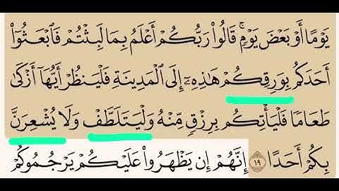 (٨٠) تصحيح تلاوة ما تحته خط- وَرِقِكم (بكسر الراء والقاف)  وليس بالفتح-ولْيَتلطَّف- يُشعِرَنَّ