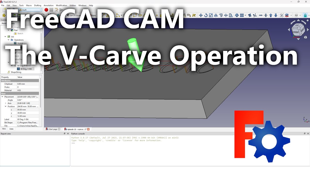 CNC V-Carve Basics – FreeCAD Ep.10 | CAM V-Carve Tutorial for Engraving ...