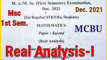|| Real Analysis-I || Msc 1st Sem. Maths || Dec. 2021 #aimers #mcbu #msc #aimershatta