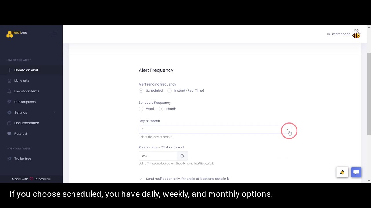 Merchbees Low Stock Alert - Demo