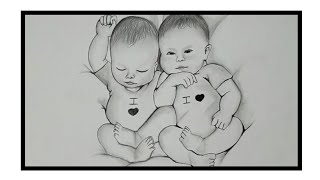 Pencil Drawing Of Twins Baby Step By Step Baby Face Drawing Youtube