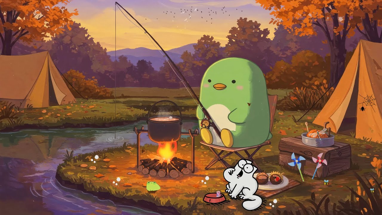 Penguin's Cozy Campfire 🔥 | Autumn Lofi Music for Studying & Relaxation