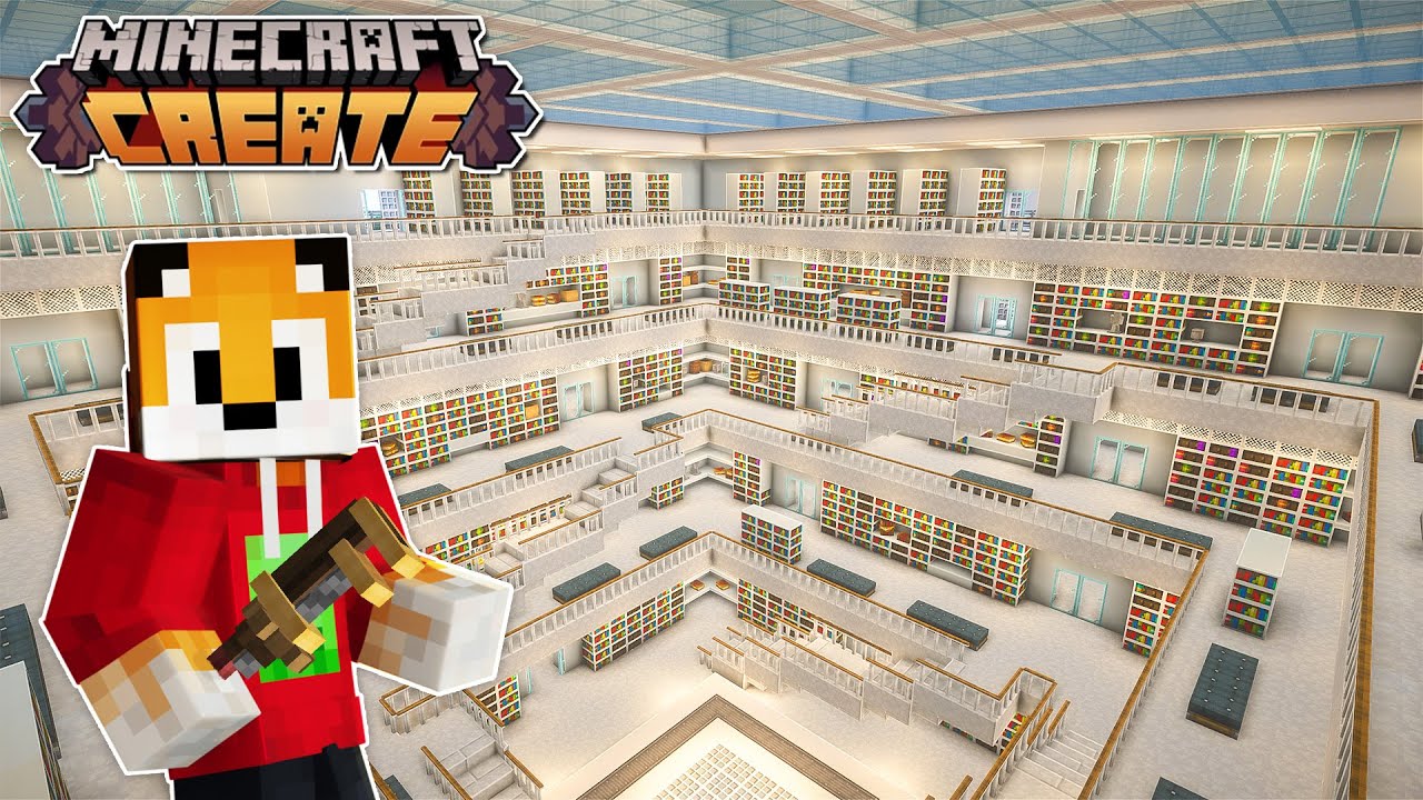 I built a REAL LIFE LIBRARY in Minecraft Create Mod