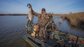 Hunting Big Lake Mallards and Honkers with The Boat!! (Limit of BOTH)