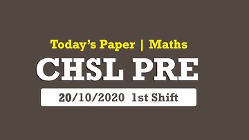 20 October 2020 | 1st Shift | CHSL 2020 - Tire 1 | Memory Based Maths Questions | Harendra Sir
