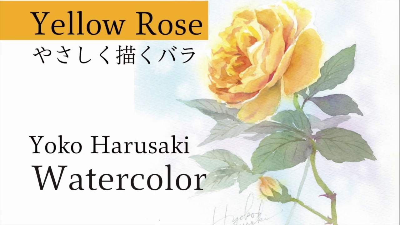 Yoko Harusaki Yellow Rose ３色で描く水彩画 Watercolor 3 Color Watercolor Painting 水彩画 薔薇の描き方 Youtube