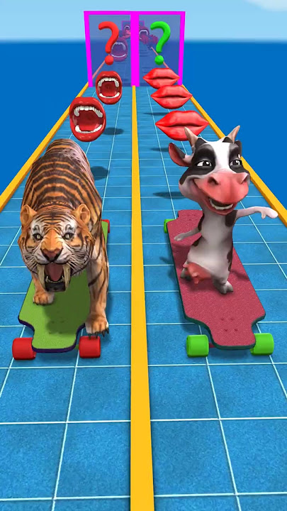 New Kiss Run Cow Cartoon vs Tiger Funny Epic Challenge! #gta #viral #shorts