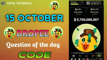 15 October Dropee Question Of The Day   Code⭐ Dropee Question of The Day Answer ⭐ October #Dropee