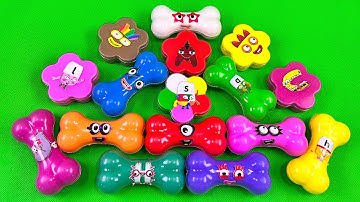 Looking Numberblocks with All CLAY in Bone, Flower Shapes,... Mix Rainbow Coloring! Satisfying, ASMR