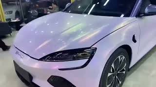 Insane Starry Pink-Gold Shift Car Wrap on BYD Seal! 🌌✨ screenshot 3