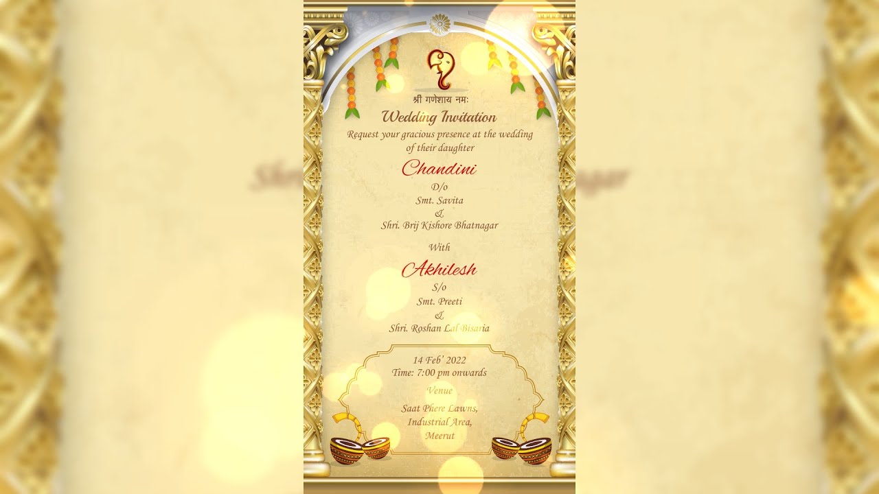 Hindu traditional Gold wedding E card - Online Video Maker | Selfanimate