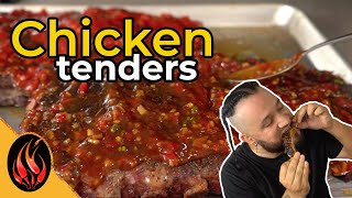 Chicken tenders + salsas y costillas