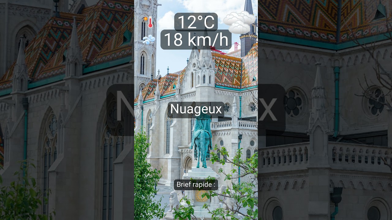 Que prévoit la météo à Budapest ? Nuageux, 12°C, vent 18 km/h
