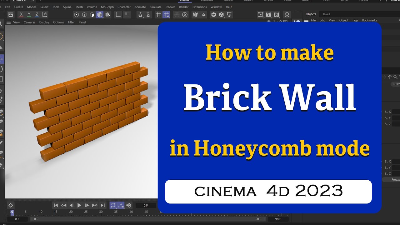 How to a make a brick wall using mode in Cinema 4D 2023