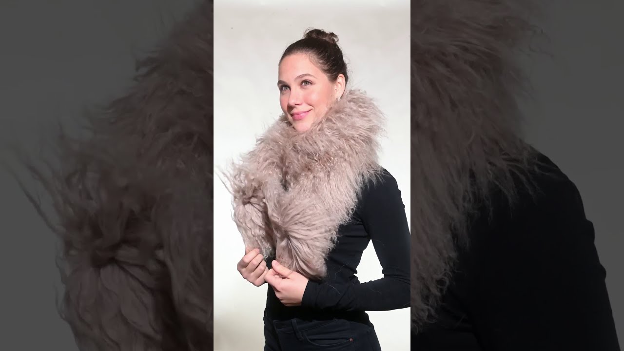 140 cm Tibetlammschal Beige von Lammfelldesign