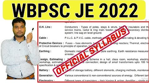 WBPSC JE 2022 || OFFICIAL SYLLABUS EXPLAINED