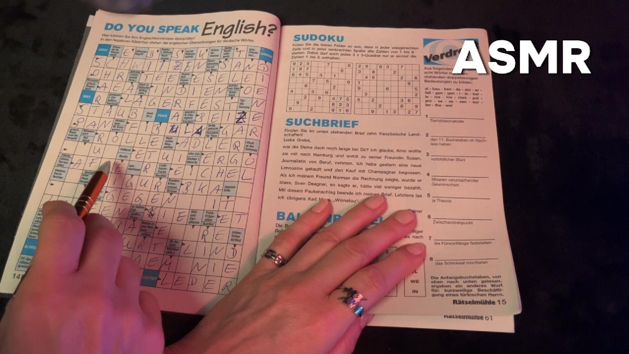 ASMR 🥱💤 entspannt Kreuzwort-Rätsel lösen, Soft Spoken, Deutsch