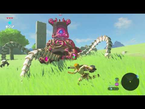 Zelda: BotW Switch - Dropping onto a Wild Horse & Guardian Battle Gameplay