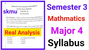 Mathmatics Major 4 Skmu Syllabus Semester 3 skmu |