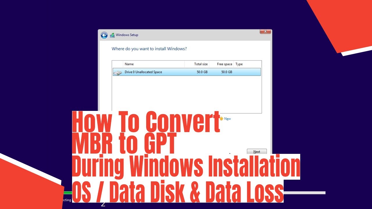 How To Convert MBR to GPT During Windows Installation - YouTube