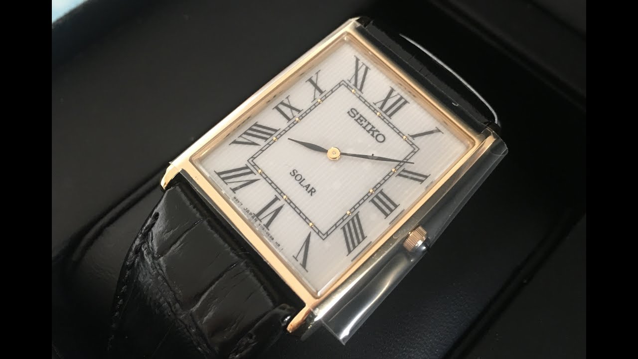 SEIKO “Tank Homage” SUP880 Affordable & Timeless Gold Style Quartz Dress  Watch With Leather Strap