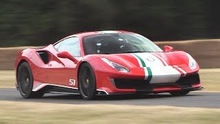 Watch the new ferrari 488 pista in action on goodwood hillclimb
course. track-focused car is powered by a 3.9-litre twin-turbo v8
engine that able...