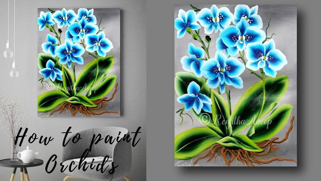 ART therapy How to paint ORCHIDS on canvas beautiful painting - YouTube