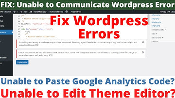 Unable to Communicate Back with Site | Something Went Wrong Wordpress | Wordpress Error