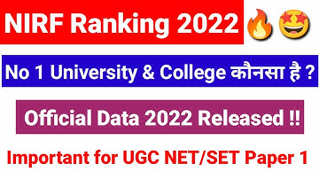 NIRF Ranking 2022 Released by Ministry of Education | UGC NET Current Affairs 2022 | UGC NET MENTOR