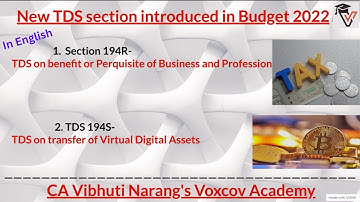 TDS Section 194R & 194S-New TDS Sections Introduced in Budget 2022-In English