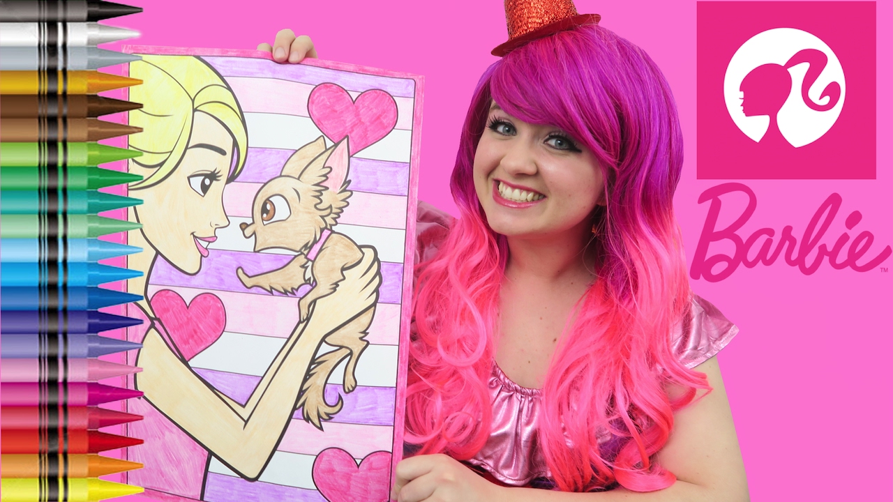 Barbie Valentine's Day GIANT Coloring Page Crayola Crayons   COLORING WITH  KiMMi THE CLOWN