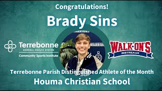 Brady Sins - Terrebonne Parish April 2024 Distinguished Athlete of the Month