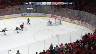 Quinn Hughes gives JT Miller a boost to catch Oshie on a breakaway in the dying seconds of OT