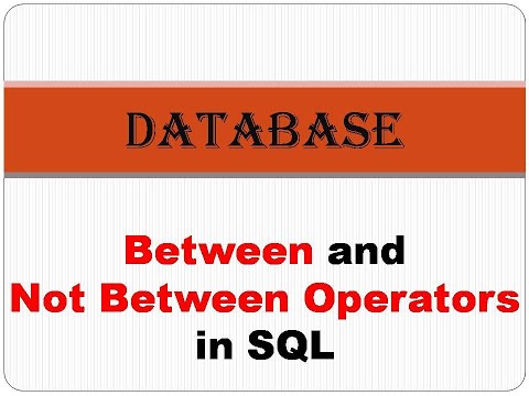 Between and Not between operator in SQL(condition based on a range)