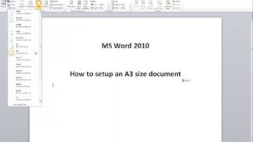 MS Word 2010 - A3 Size Document Setup