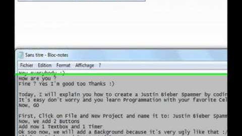 [HQ] How to create a Justin Bieber Spammer With Visual Basic 2008 Express (-Exclusive-)