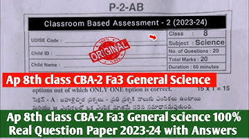 Ap class 8th General science Fa3 Question Paper and answer 2023-24|8th CBA-2 Fa3 Science answer key