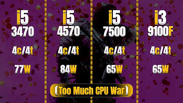 Intel Core i5 3470 vs i5 4570 vs i5 7500 vs i3 9100f | Only 4c/4t CPUs Comparison